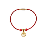 Red cord bracelet with gold clasp and charm handmade jewelry | Heartfullnet