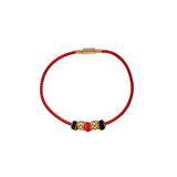 Red cord bracelet with gold and black beads handmade jewelry | Heartfullnet