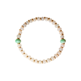White Jade Green Jade Gold Accents Stretch Handmade Bracelet | Heartfullnet
