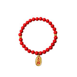 Cinnabar Placer Gold Luck Pendant Stretch Bracelet Handmade Jewelry | Heartfullnet