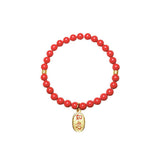Cinnabar Placer Gold Prosperity Pendant Stretch Bracelet Handmade Jewelry | Heartfullnet