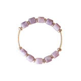 Lyra - Stretch Lavender Kunzite Golden Silver Bracelet