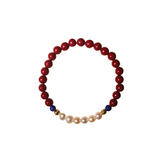 Pearl Agate Lapis Lazuli Stretch Bracelet Handmade Jewelry | Heartfullnet