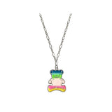 Sterling Silver with Rainbow Bear Pendant Necklace Ladies Jewelry | HeartfullNet