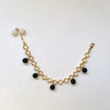 Obsidian Charm Gypsum Crystal 14K Gold Plated Chain Handcrafted Jewelry | HeartfullNet