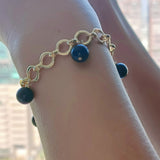 Obsidian Charm Gypsum Crystal 14K Gold Plated Chain Handcrafted Jewelry | HeartfullNet