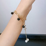 Obsidian Charm Gypsum Crystal 14K Gold Plated Chain Handcrafted Jewelry | HeartfullNet