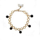 Obsidian Charm Gypsum Crystal 14K Gold Plated Chain Handcrafted Jewelry | HeartfullNet