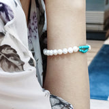 Freshwater Pearls Turquoise Gemstone 14K Gold Plated Bracelet Handmade Jewelry | HeartfullNet