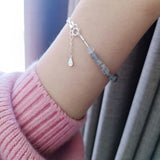 Labradorite Gemstone Silver Half Stone Half Chain Bracelet | HeartfullNet