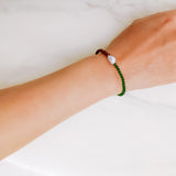 Baroque Pearl Red Tourmaline Columbia Emerald 14K Gold Plated Bracelet Handmade Jewelry | HeartfullNet