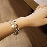 Silver Mother of Shell Pearl Bracelet Handmade Jewelry | HeartfullNet