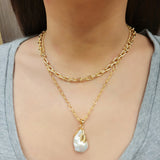 Baroque Pearl Pendant Gold Necklace Handcrafted Ladies Jewelry | HeartfullNet
