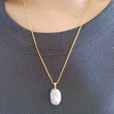 Baroque Pearl 14k Gold Plated Necklace Handmade Jewelry | HeartfullNet