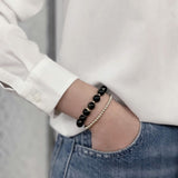 Obsidian Golden Bead Stretch Bracelet Handmade Jewelry | HeartfullNet